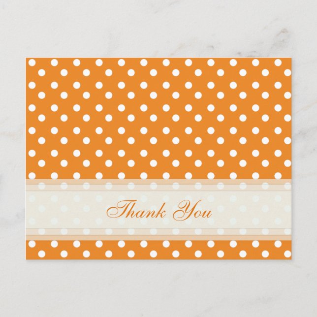 Orange With White Polka Dot Thank You Cards (Front)
