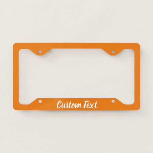 Orange with White Script License Plate Frame