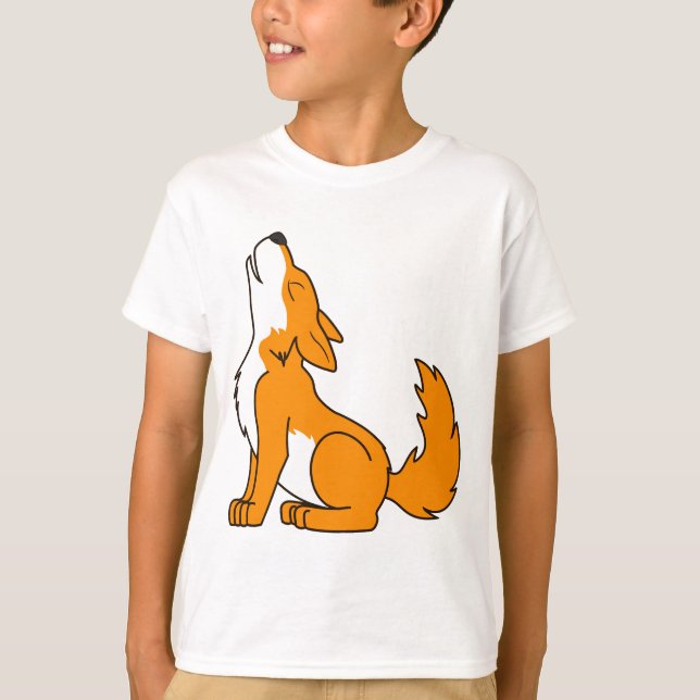 Orange Wolf Pup Howling T-Shirt (Front)