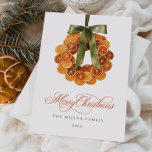Orange Wreath Christmas Card<br><div class="desc">Send festive cheer with our Orange Wreath Christmas Card, featuring a beautifully crafted design of a dried orange wreath accented by a sage green bow. This card effortlessly blends rustic charm with elegant simplicity, perfect for those who appreciate nature-inspired details. With its cozy yet chic aesthetic, it’s a timeless choice...</div>