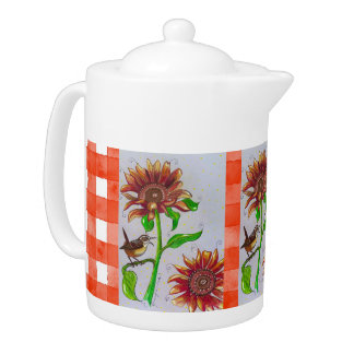 Orange Wren Teapot