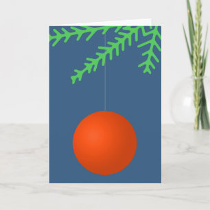 Orange Xmas Tree Ball Ornament Holiday Card