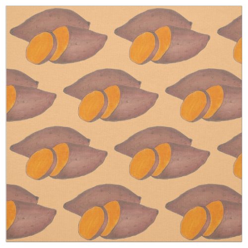 Orange Yam Sweet Potato Potatoes Foodie Veggie Fabric