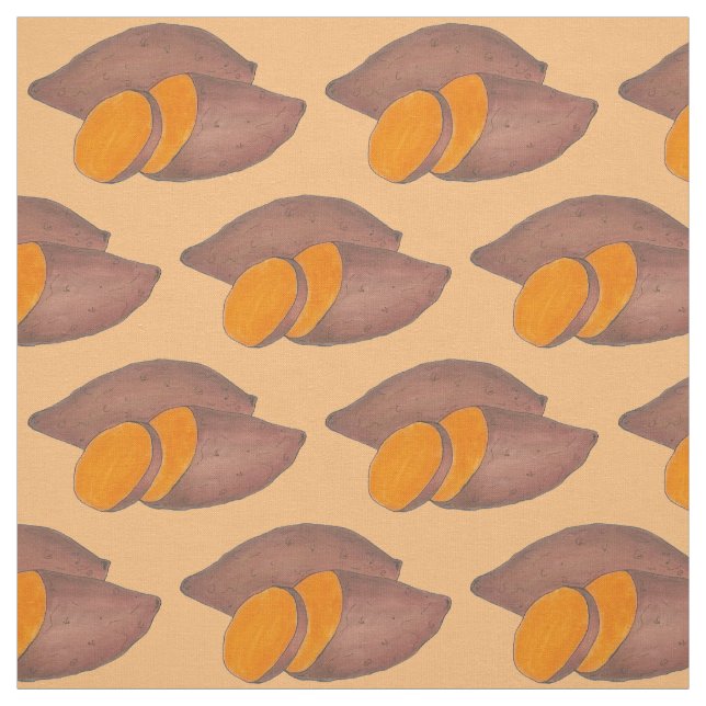 Orange Yam Sweet Potato Potatoes Foodie Veggie Fabric (Swatch)