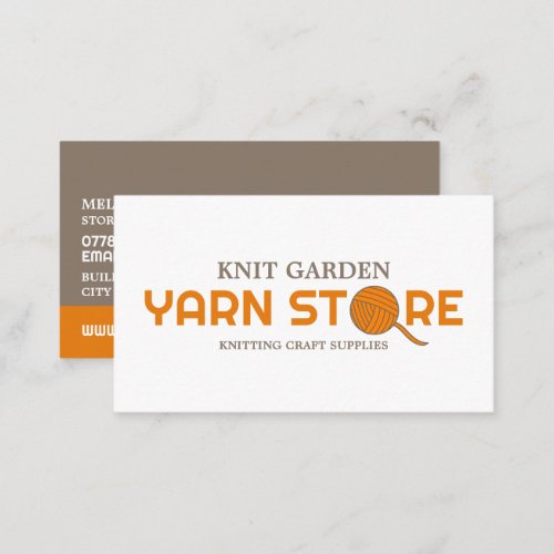 Orange Yarn Store Logo Knitting Store Yarn Store Business Card