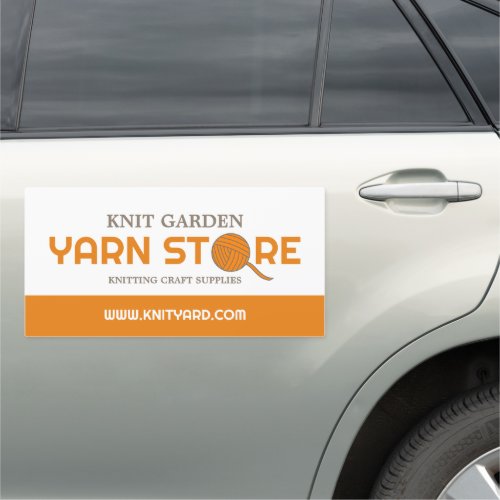 Orange Yarn Store Logo Knitting Store Yarn Store Car Magnet