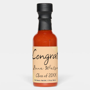 Orange yellow abstract graduate congrats add name  hot sauces