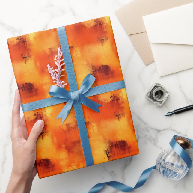 Orange & Yellow Abstract Paint  Wrapping Paper (Gifting)