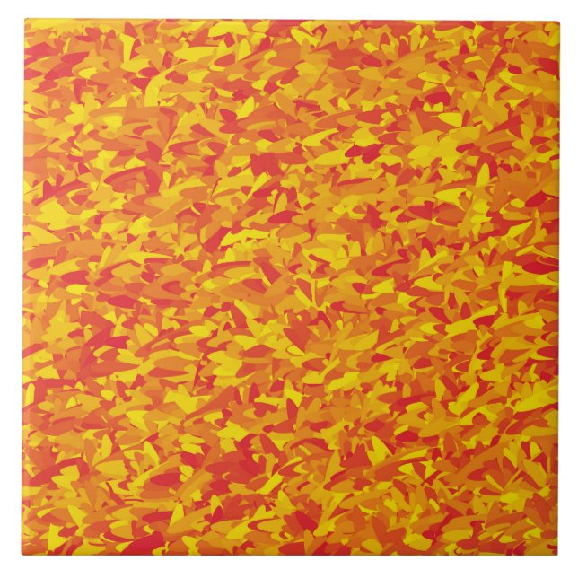 Orange Yellow Abstract Pattern Ceramic Tile (Front)