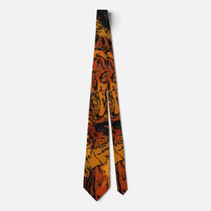 Orange, Yellow and Black Abstract Neck Tie