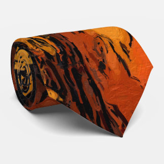 Orange, Yellow and Black Abstract Neck Tie