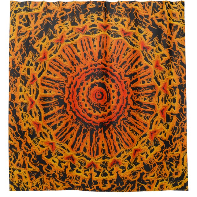 Orange, Yellow and Black Abstract Shower Curtain (Front)