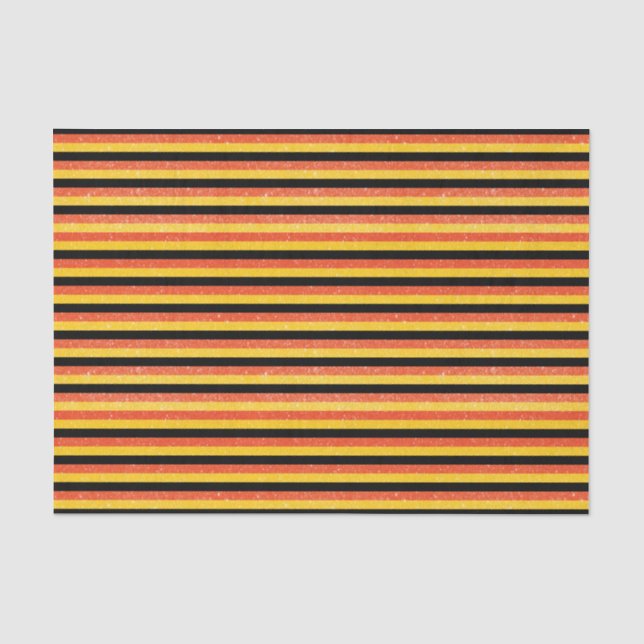 Orange, Yellow and Black Glittery Stripes Tissue Paper (Front)