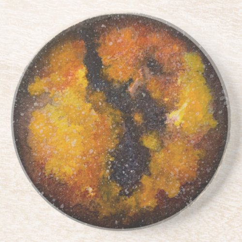 Orange  Yellow and Black Nebula Sandstone Coaster 