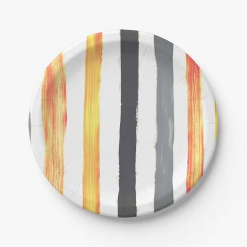 Orange yellow and black Watercolor stripe plate