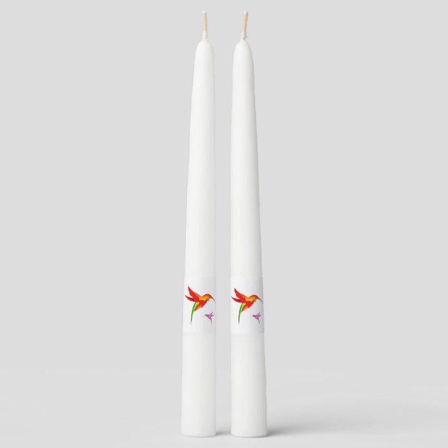 Orange Yellow And Green Hummingbird Taper Candle (Front)
