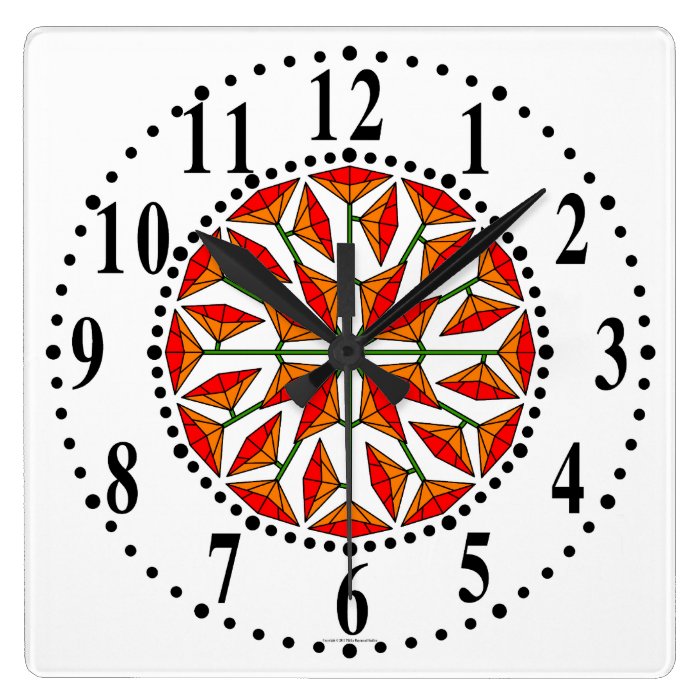 Orange yellow And Red Floral 248 Wall Clock