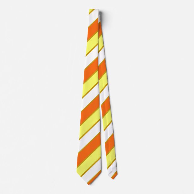Orange, Yellow and White Stripes Neck Tie (Front)
