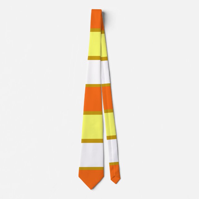 Orange, Yellow and White Stripes Neck Tie (Front)