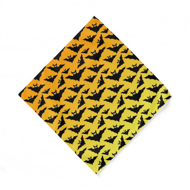 Orange yellow black bats Halloween pattern Bandana (Front)