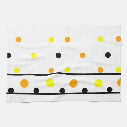 Orange Yellow Black Polka Dots Kitchen Towel