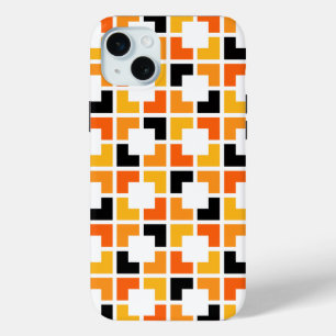 Orange Yellow Black Squares geometric pattern iPhone 15 Plus Case