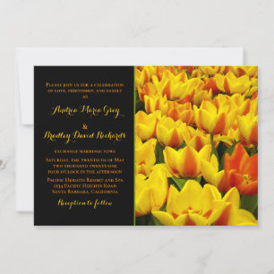Orange Yellow Black Tulips Wedding Invitation