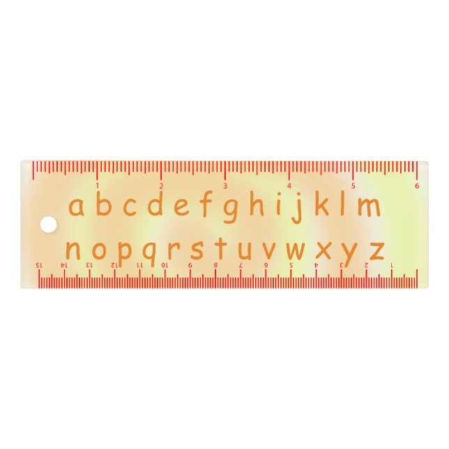 Orange Yellow Blended Swirl Lower Case Alphabet Ruler (Front)
