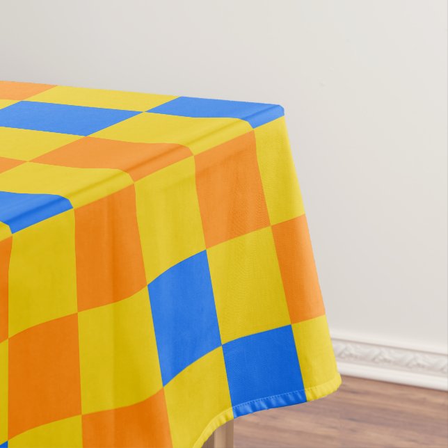 Orange Yellow Blue Checkered Pattern Design  Tablecloth (In Situ)