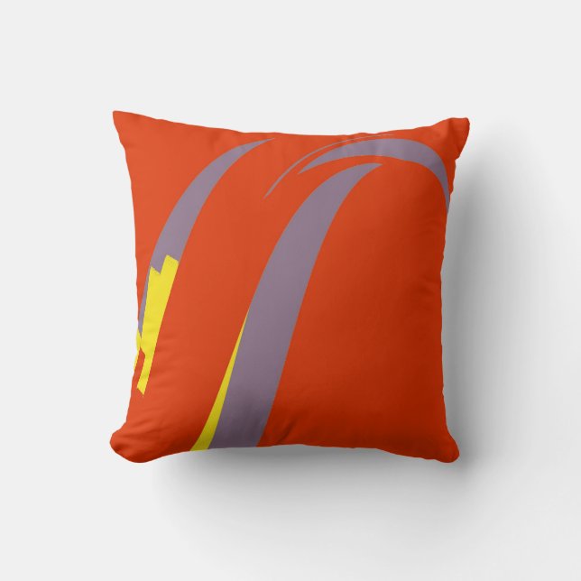Orange Yellow Blue Retro Abstract Art Deco Throw Pillow (Front)