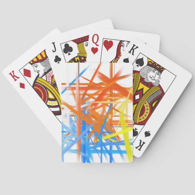 Orange Yellow Blue Retro Abstract Painting Poker Cards (Back)