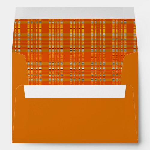Orange Yellow Brown Autumn Fall Plaid ANY COLOR Envelope