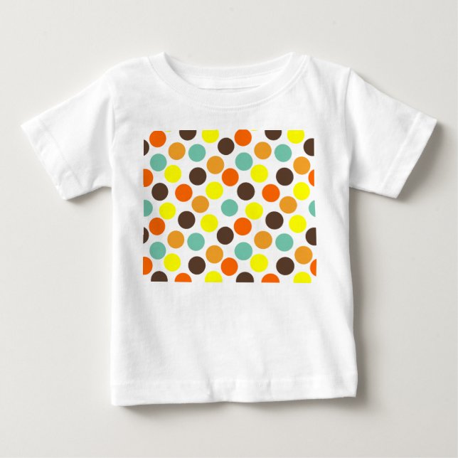 Orange, Yellow, Brown, Blue Dots  Baby T-Shirt (Front)