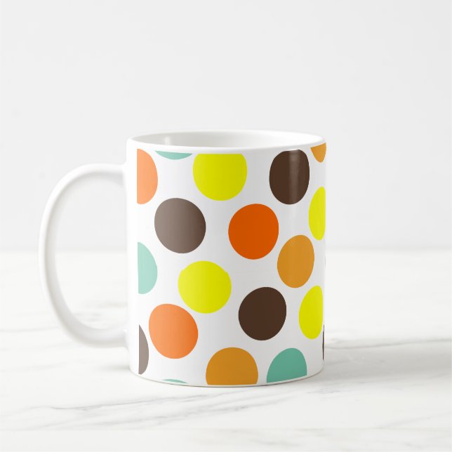 Orange, Yellow, Brown, Blue Dots  Coffee Mug (Left)