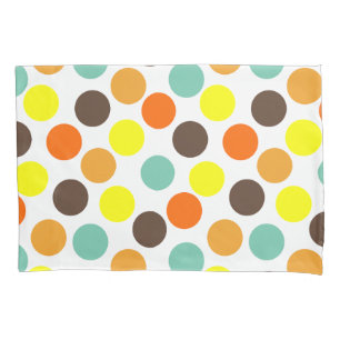 Orange, Yellow, Brown, Blue Dots Pillowcase