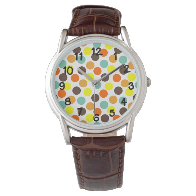 Orange, Yellow, Brown, Blue Dots  Watch (Front)