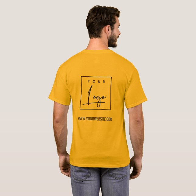 Orange Yellow Business Add Your Logo Name Website T-Shirt (Back Full)