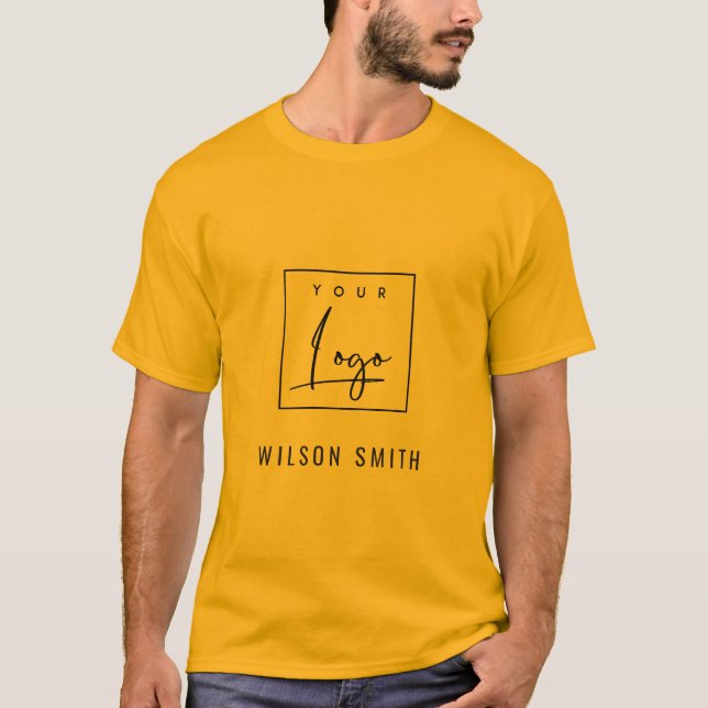 Orange Yellow Business Add Your Logo With Name T-Shirt (Front)