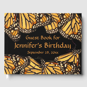Orange Yellow Butterfly Birthday Party Guest Book