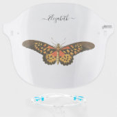 Orange Yellow Butterfly Personalized Face Shield (Front w/Glasses)