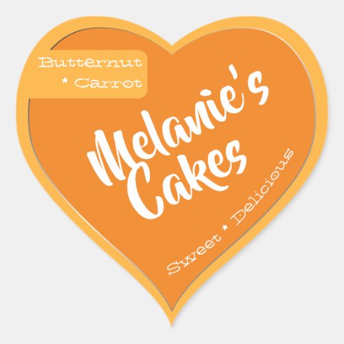 Orange Yellow Carrot Custom Bakery Cake Packaging Heart Sticker