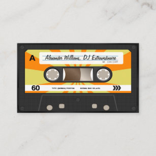 Orange/Yellow Cassette Tape Music DJ Business Card
