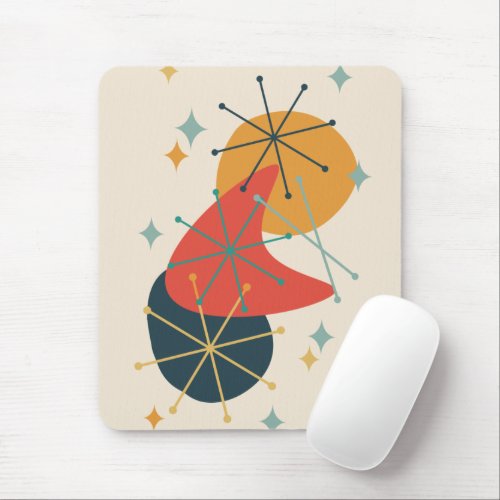Orange Yellow Charcoal Mid_Century Abstract Mouse Pad