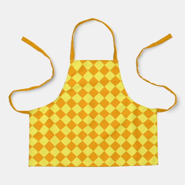 Orange Yellow Checker Diamond Pattern Apron (Front)