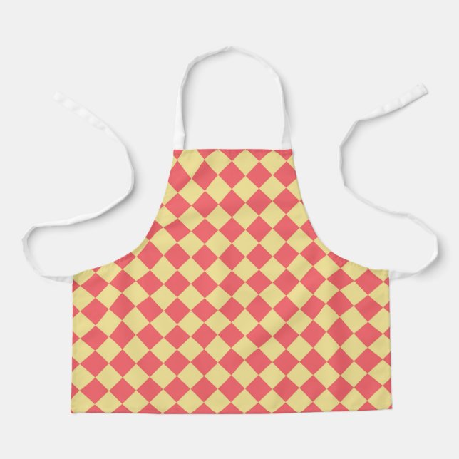 Orange Yellow Checker Diamond Pattern Apron (Front)