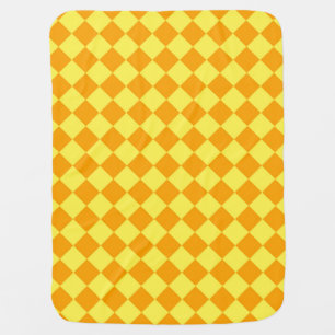 Orange Yellow Checker Diamond Pattern Baby Blanket