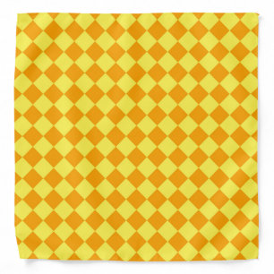 Orange Yellow Checker Diamond Pattern Bandana