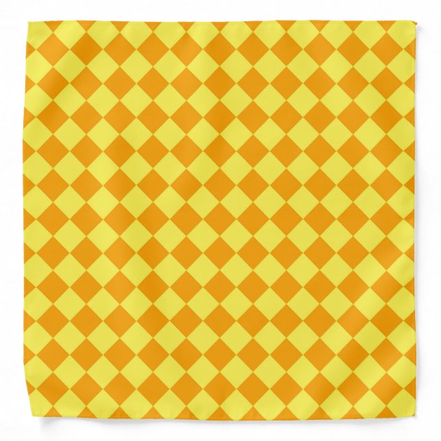 Orange Yellow Checker Diamond Pattern  Bandana (Front)