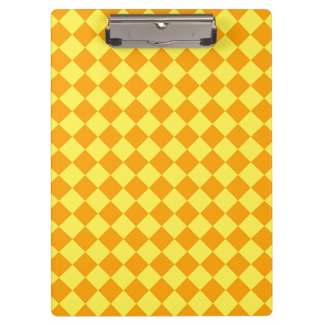 Orange Yellow Checker Diamond Pattern  Clipboard (Front)