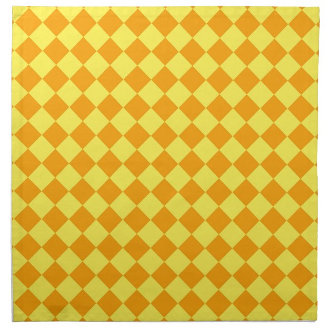 Orange Yellow Checker Diamond Pattern Cloth Napkin (Front)
